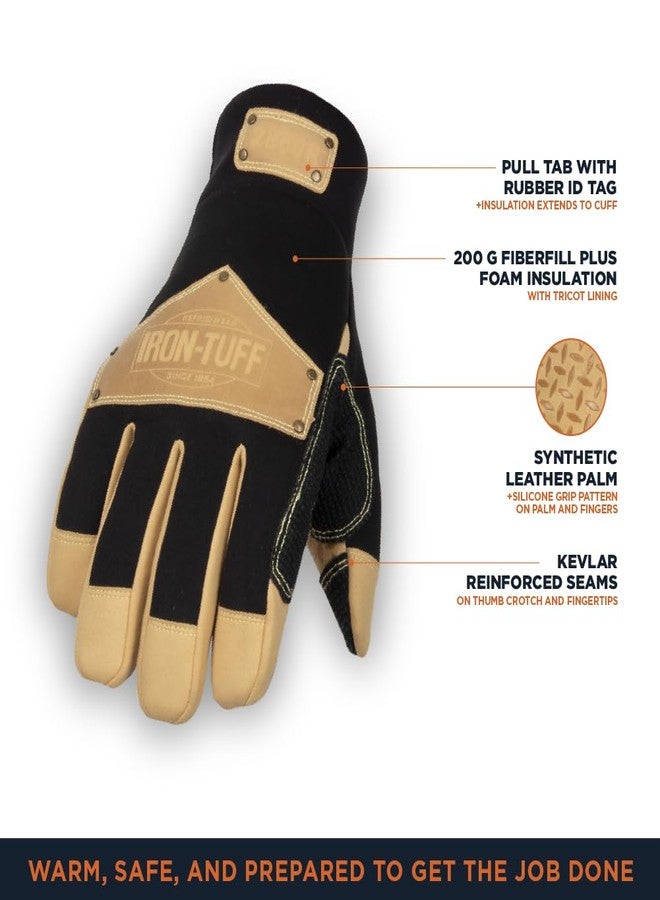 RefrigiWear Iron-Tuff Insulated Leather Work Gloves with Silicone Grip, Gold/Black - X-Large - Image 3